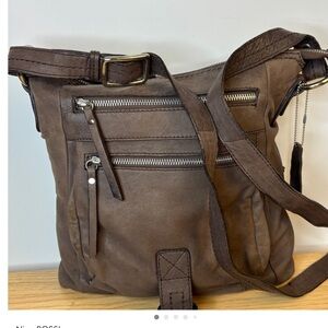 ✔️Nino Bossi Distressed Leather Crossbody Shoulder Bag